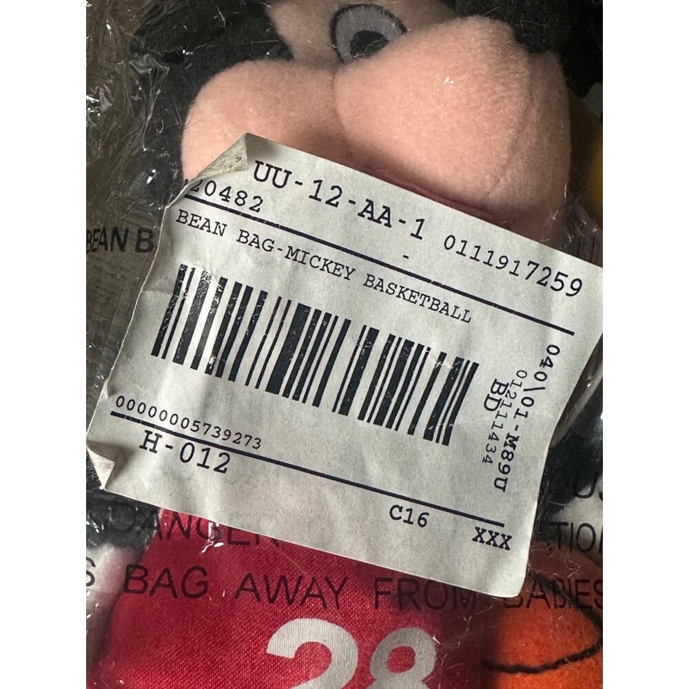 Sealed Vintage Basketball Mickey Mouse Bean Bag Plush Toy Disney‎ - Picture 8 of 8